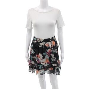 Scripted Womens Mini Skirt Black Floral Polyester Size M
